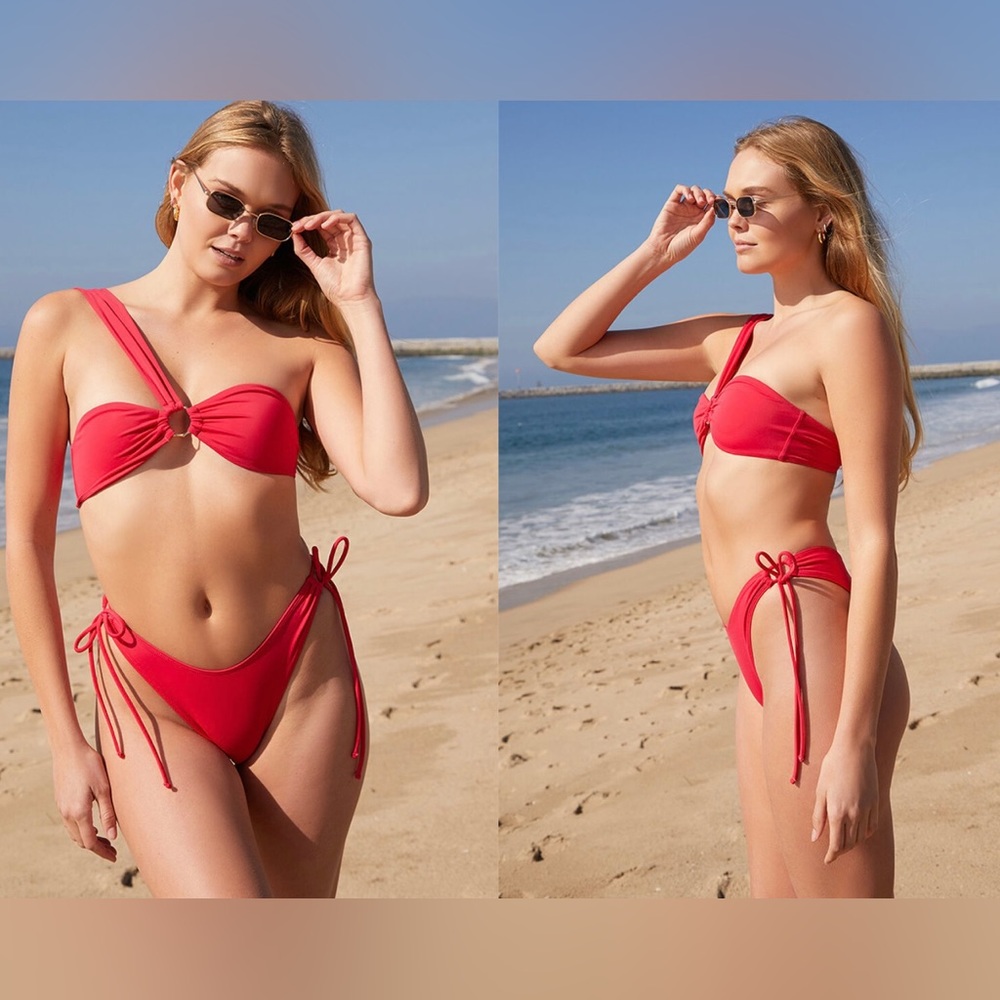 PacSun One Shoulder Red Bikini Set